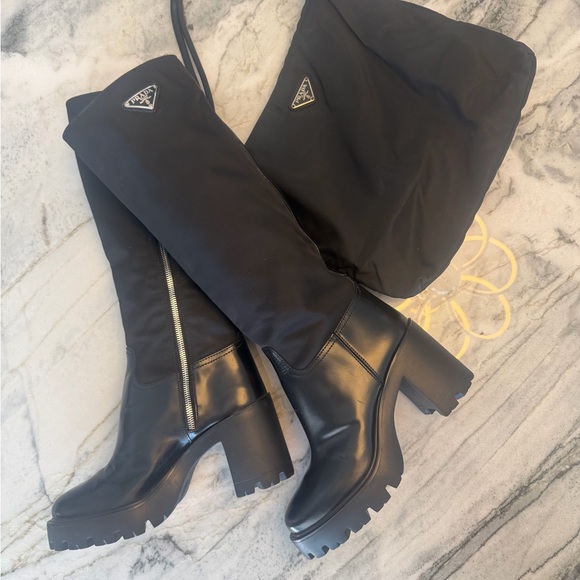 Prada Black Women's Knee-High Boots - Picture 3 of 9
